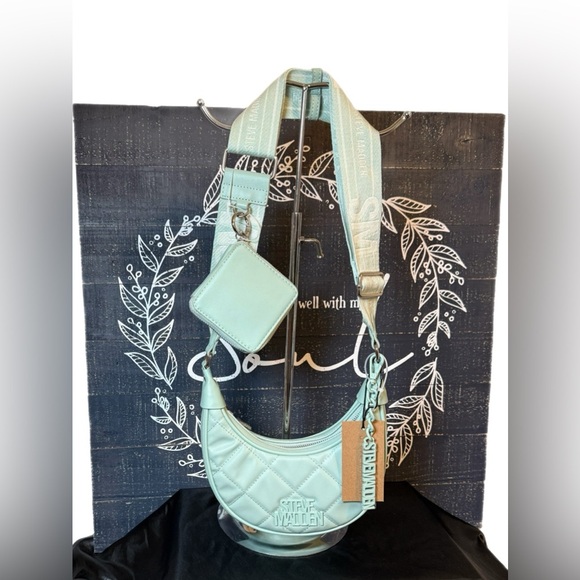 Steve Madden Quilted Mint Green Crossbody Bag - Picture 1 of 9